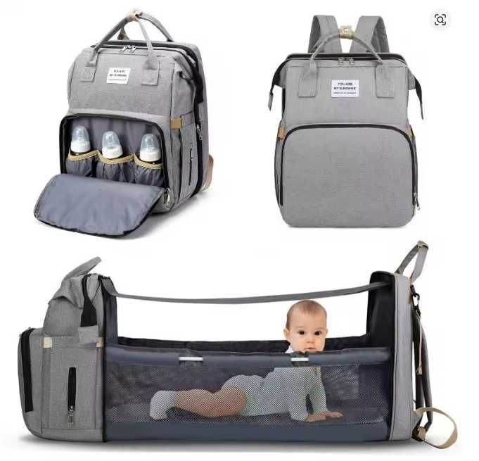 Rucsac 2 în 1 cu pat de bebe pliabil – ideal pentru călătorii