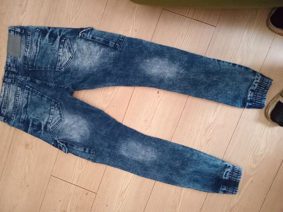 Blugi cargo slim fit elastici