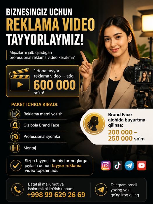 Reklama video tayyorlaymiz