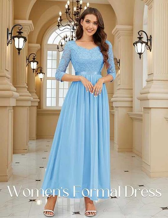 Елегантна дамска рокля Wedtrend, размер М, дълга дантелена рокля