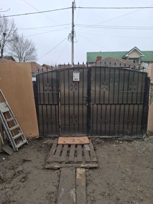 Porti auto din fier cu poarta pietonala