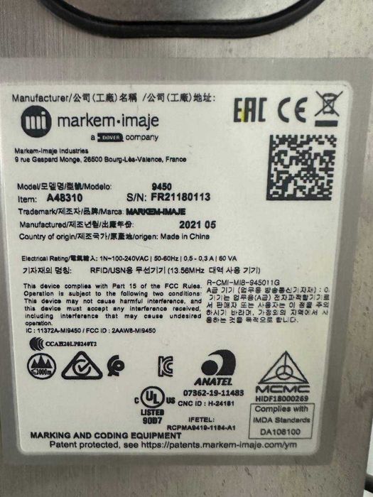 Каплеструйный принтер Markem imaje 9450 2 шт