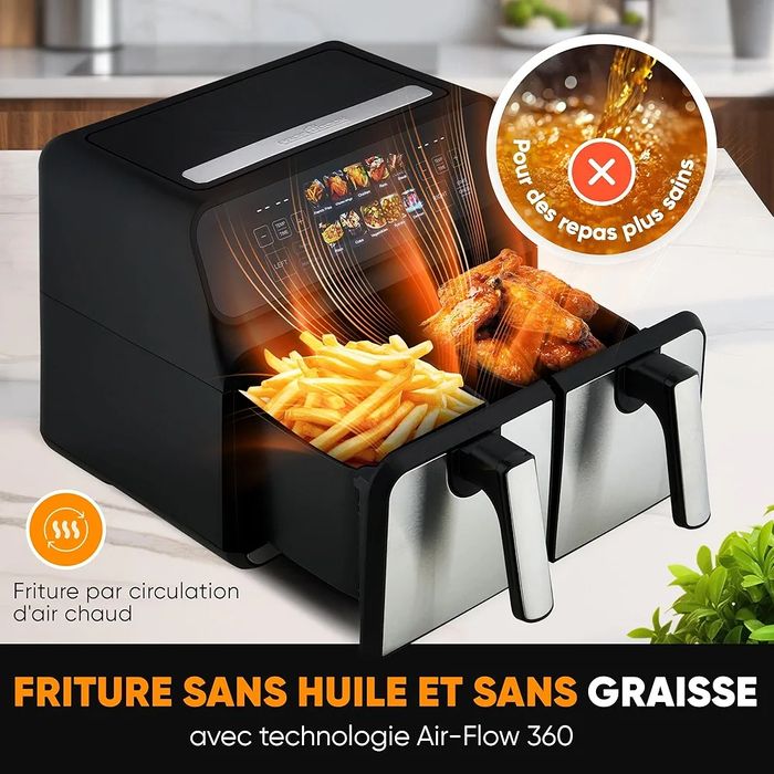 Ног двоен фритюрник с горещ въздух/Air Fryer  ProfiCook 8 литра