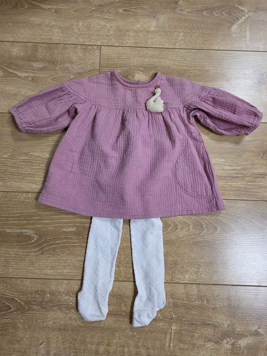 Next rochie bebe 3-6 luni mov cu lebada