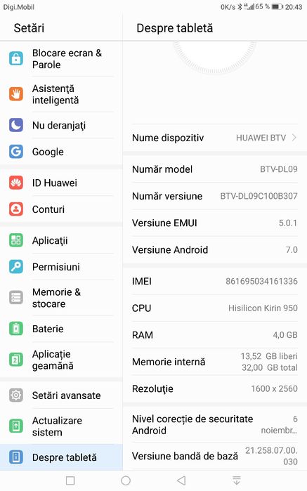 Tableta Huawei 9 lnch 64 gb memorie interna și 4 gb memorie ram