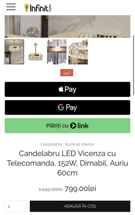 Candelabru cristale cu banda led