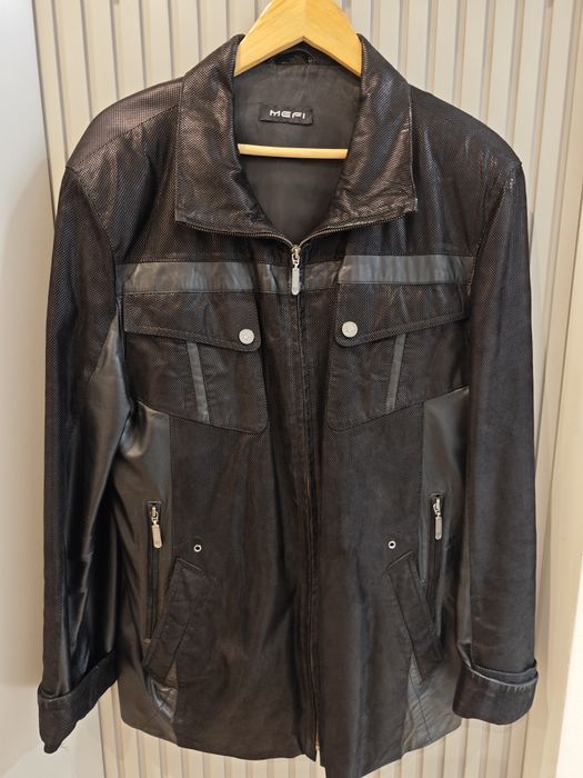 Куртка кожаная черная