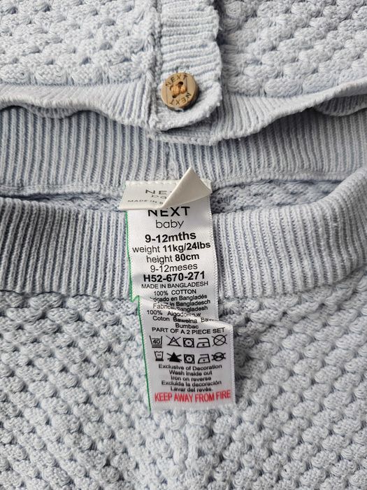 Set vesta si pantaloni tricotati bebe Next albastru marimea 80cm