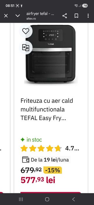 Airfryer TEFAL EASY FRY...ca nou...450 lei.