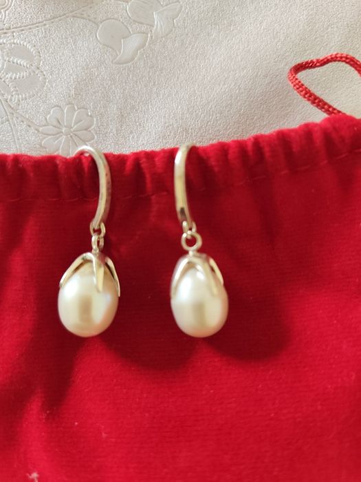 Серебро серьги с жемчугом