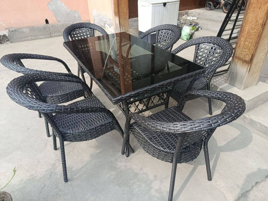 Плетеная мебель ротанг / Pletyoniy mebel stol stul dacha va kafe uchun