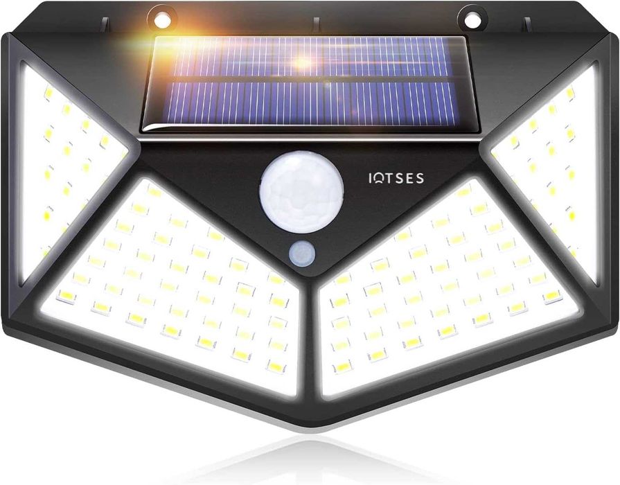 IOTSES Соларни светлини за открито,100 LED,сензор за движение