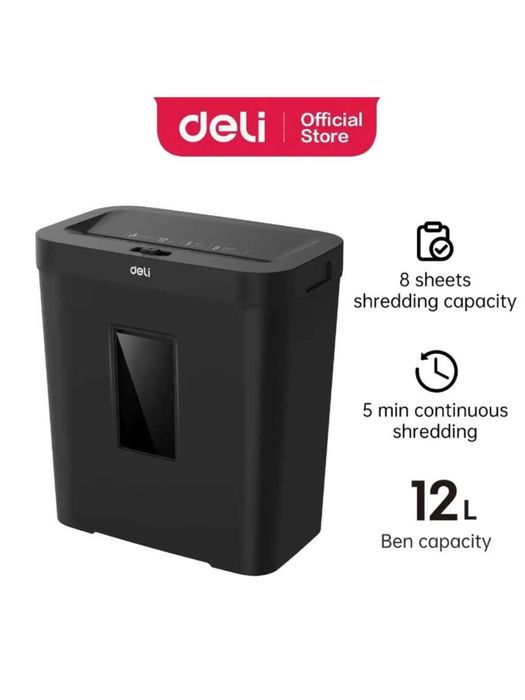 Уничтожитель бумаг Deli ET021, с автоподачей, P-4, 4*25 мм, 12 л