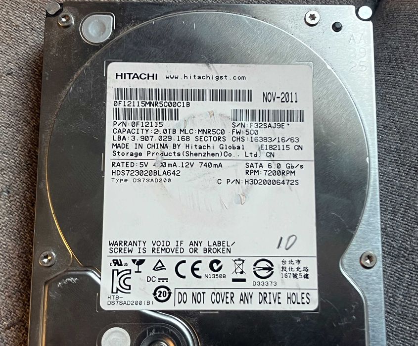 Hard disk 2TB Hitachi HDS723020BLA642 SATA 7200rpm testat OK