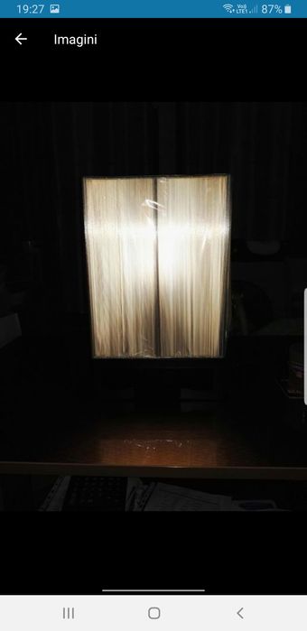 Veioza argintie din lemn plus textil