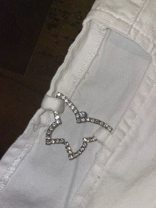 blugi BERSHKA albi cu fluturi din cristale 32