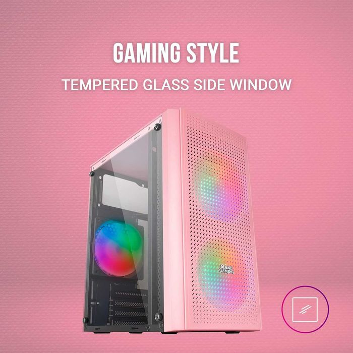 НОВА Кутия за компютър Mars Gaming MC300P Micro-ATX розова