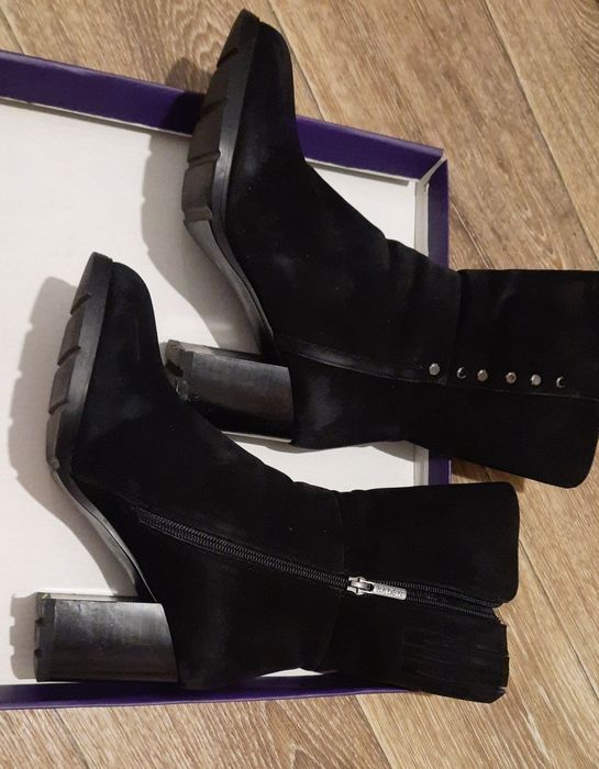 Полусапожки, замшивые, чёрные, 36 размеры