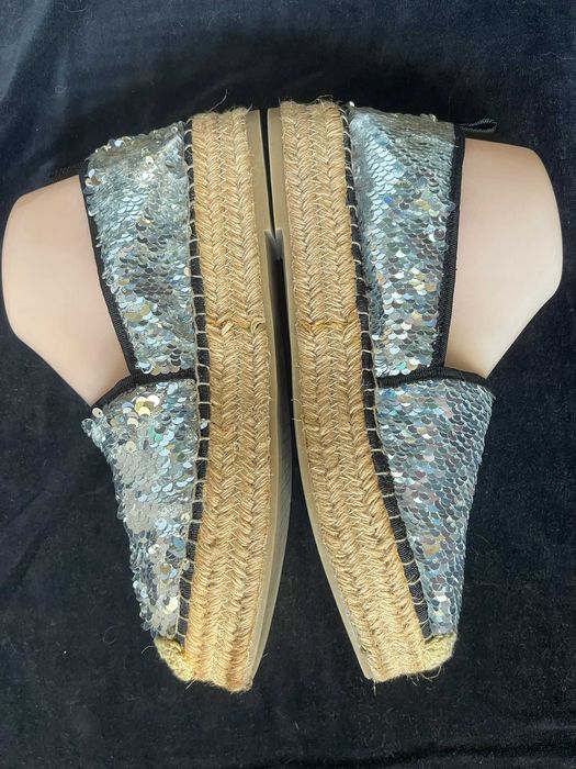 Espadrile paiete argintii talpa sfoara si cauciuc ZARA