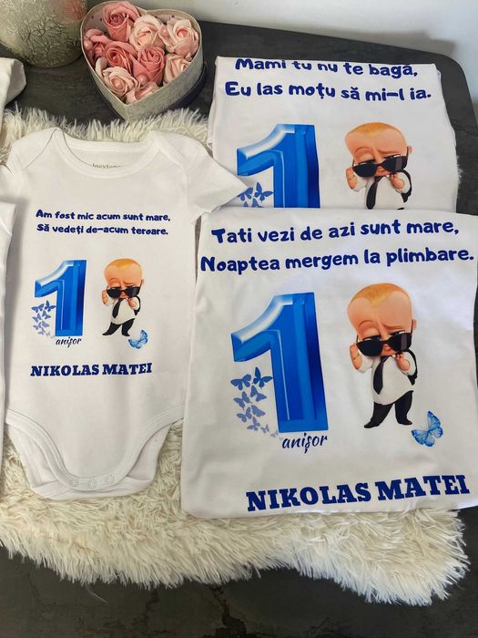 Set 4 tricouri personalizate si body pentru Taierea Motului