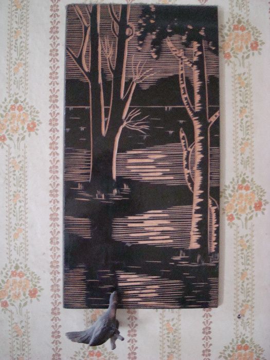 Картина из дерева. Резьба по дереву. 60 е годы СССР.