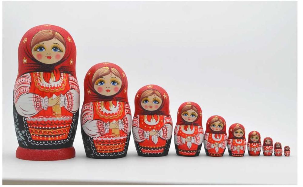 Set papsui Matrioska 7bucati Amazon Germania Handmade SIGILAT 19cm