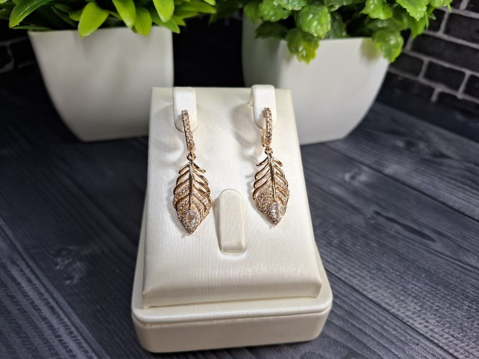 Серьги прямоугольние 585RG под золото