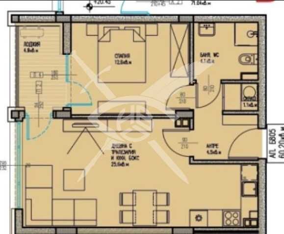 Продава се Двустаен апартамент в Бургас, Славейков - 60 кв.м за 1217 €/кв.м - Снимка #1