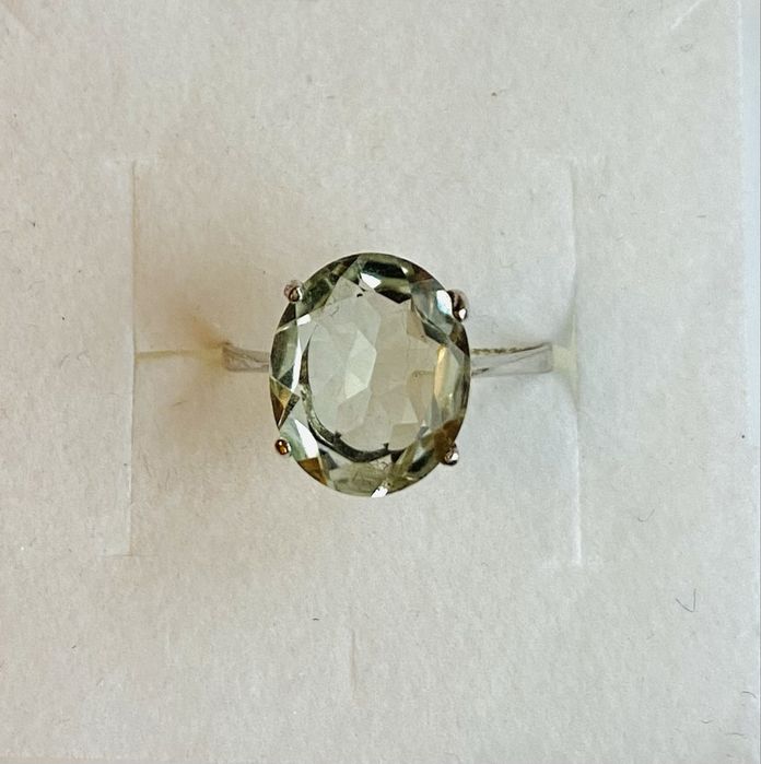 Inel din argint solitar cu ametist verde