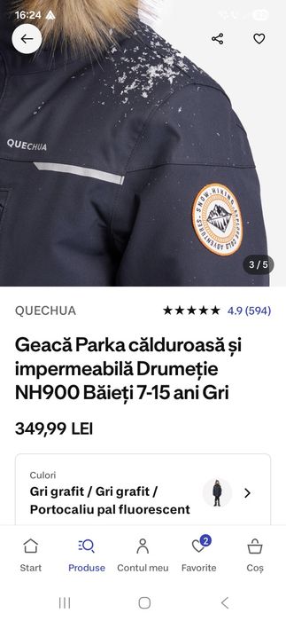Geacă groasă sporturi de iarnă 131-140 cm