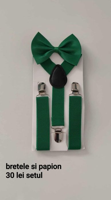Papion si bretele rosii si verzi baieti 2-6 ani