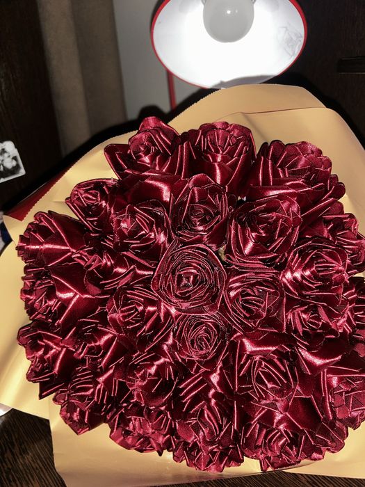 Букет из атласной ленты