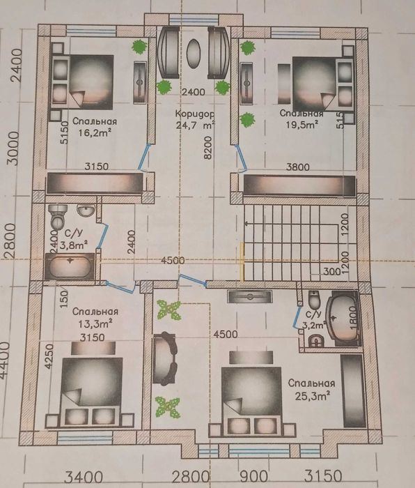 Продам дом Сергели 2.5 сот 7ком.Ховли.уй