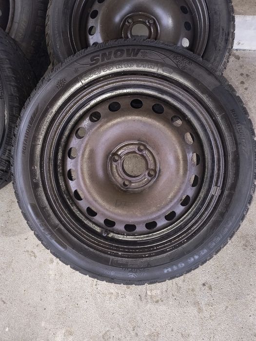 Set 4 roți de iarnă – jante oțel + anvelope Riken 205/55 R16