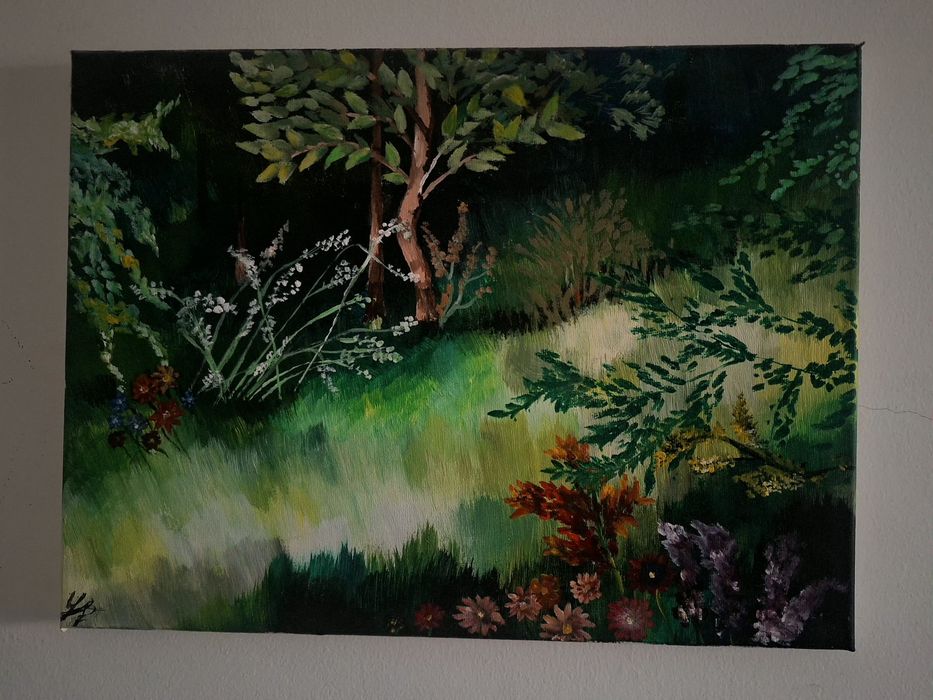 Tablou acrilic - poiană - realizat manual