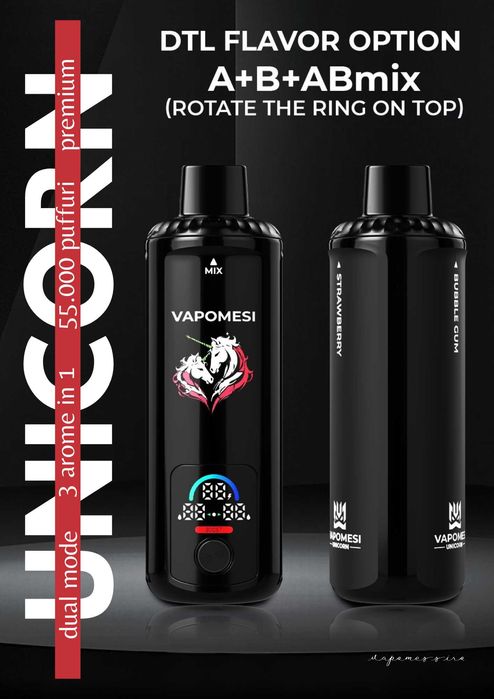 Unicorn vape 3 in 1 cu 55.000 puffuri Multi mode Promo