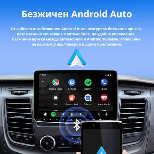 НЕМСКИ Безжичен Адаптер Wireless CarPlay & Android Auto – Plug & Play, Bluetooth 5.0, USB/USB-C + ЛЕД ФЕНЕР