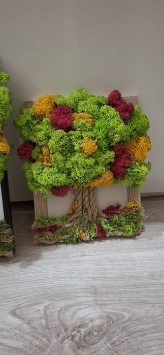 Дървото на живота от скандинавски мъх различни размери в рамка