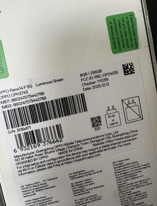 OPPO reno 14F 5G 8 RAM 256 GB memorie internă Nou