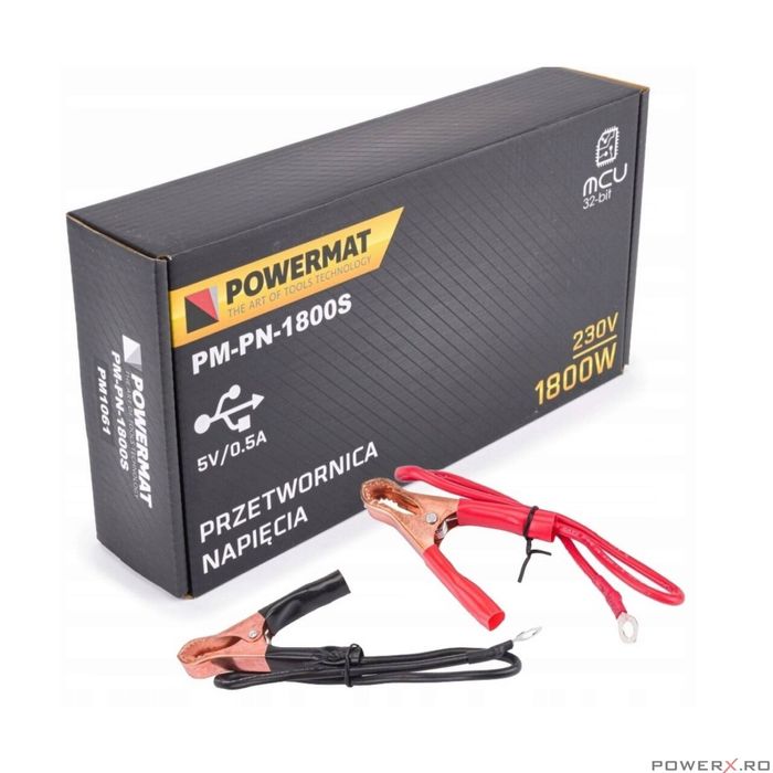 Convertor de tensiune auto, invertor tensiune 12V 230V 1800 W,