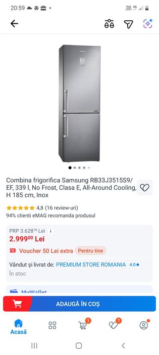 Vand combina frigorifica Samsung 339 litri