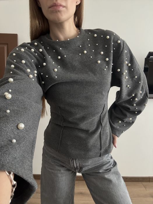 Дамска блуза Zara с перли – нова, размер M
