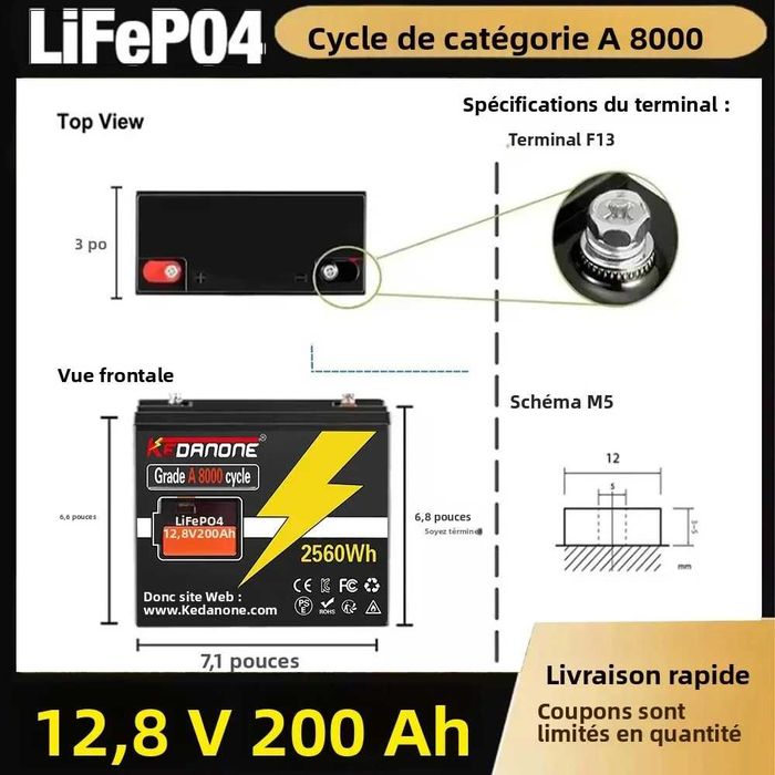 Acumulator solar Kedanone 12.8V 220Ah LiFePO4 BMS