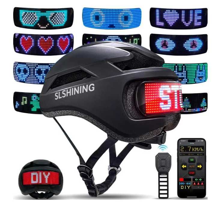 Cască bicicletă programabilă cu LED
