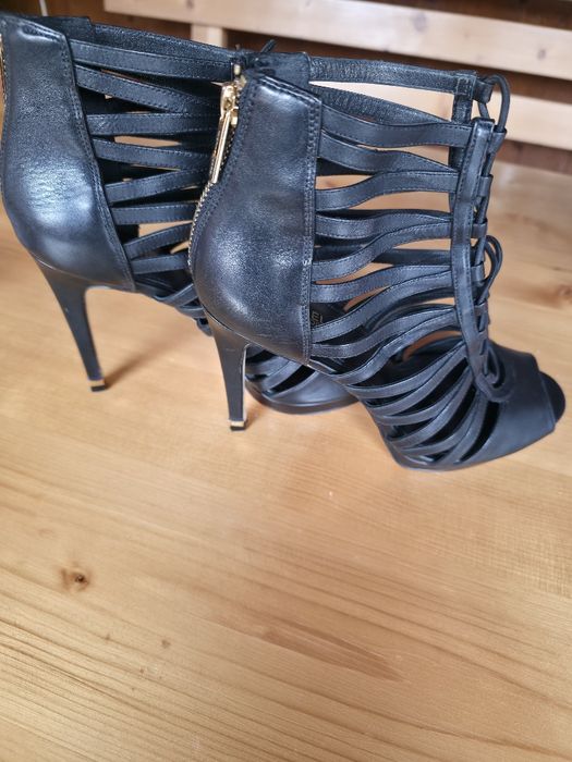 Sandale negre piele Michael Kors toc înalt, mărimea 38.5