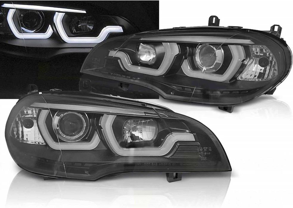 Фарове БМВ Е70 ЛЕД 3Д BMW E70 LED CCFL Angle eyes Тунинг Нови