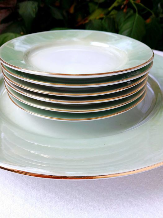 Рядък седефен тортен сервиз на Китка