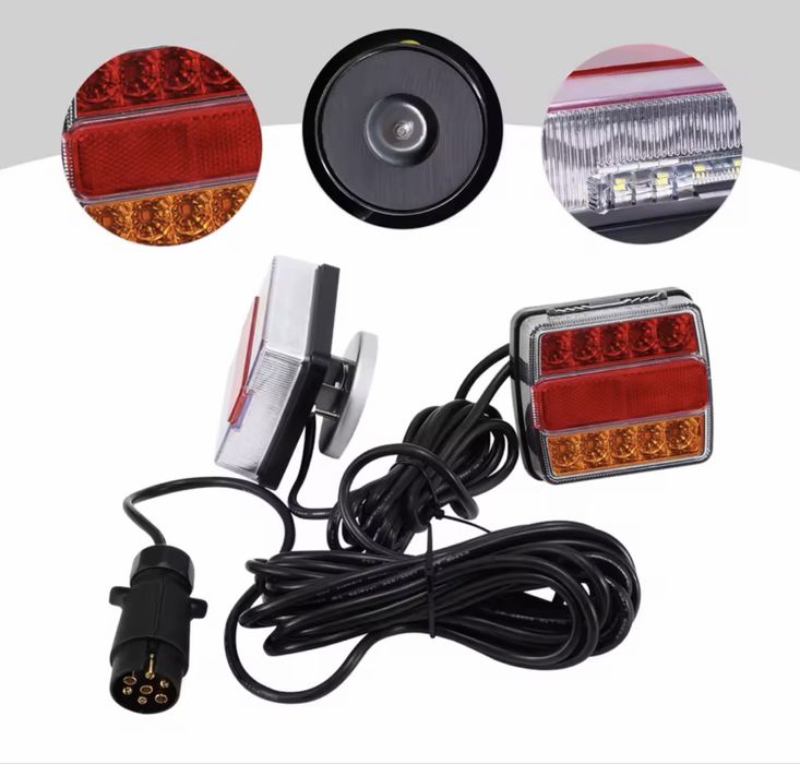 SET STOPURI LED Magnet Magnetice Remorca Autobuz Trailer 12V CU MUFĂ 7 PINI, LUMINI Rezistente Apa