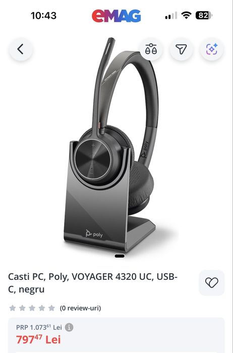 Vand casti poly voyager 4320 uc usb-c NOU