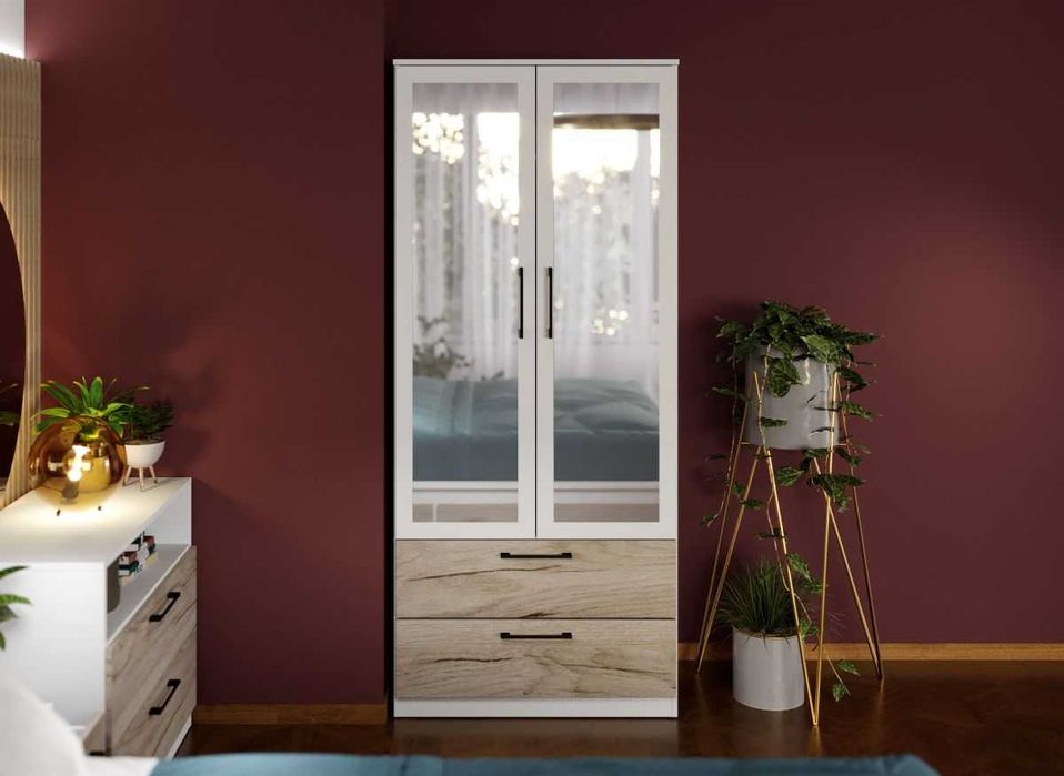Dulap Relax Alb / Stejar k02 – C82/05 cu oglinda